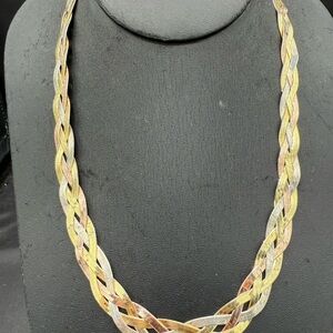 Vintage Solid Tri Color Sterling Silver Necklace 925 Italy Milor | 18.5”